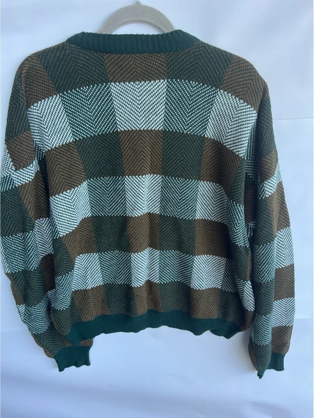 Vintage Mario Gilberti Sweater Mens M Green Brown Wool Blend Geometric Italy